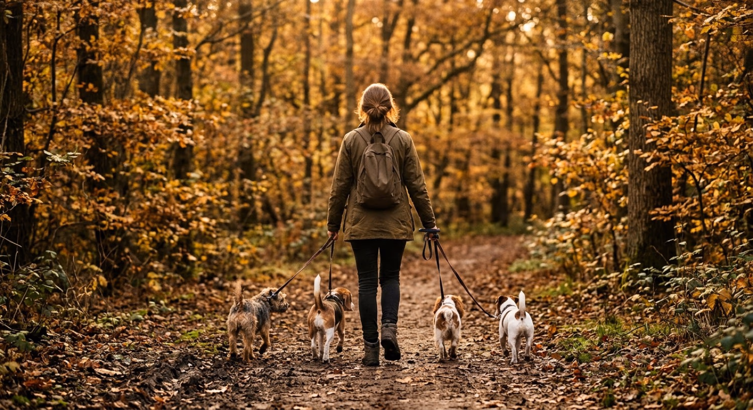 Unterwegs mit dem Rudel auf einem Waldweg im Bergischen Land